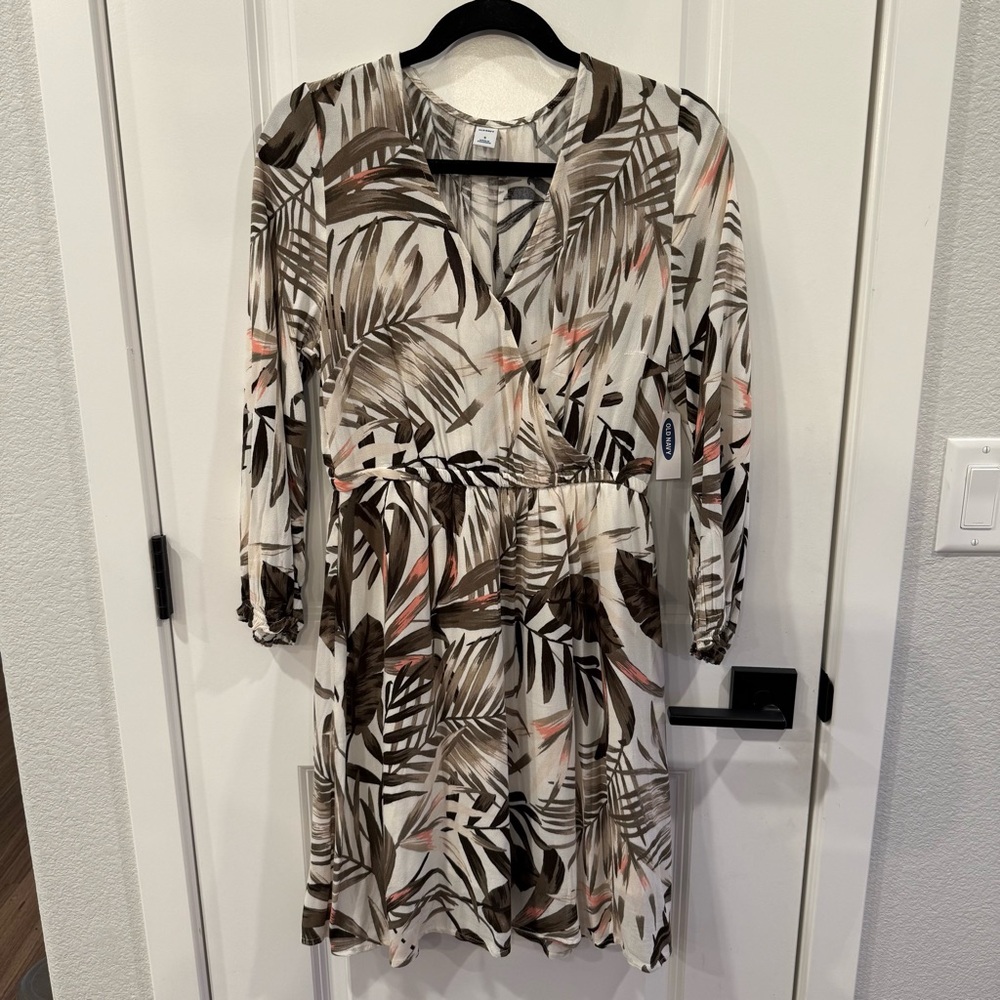 Old Navy Tropical Print Wrap-Front Elastic-Waist Dress